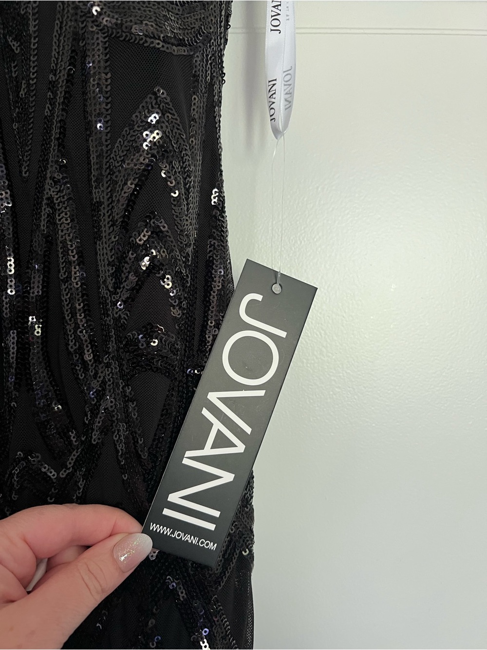NWT Jovani Black Sequin Embellesed Mermaid Gown Style 23027 Size 14 - Picture 4 of 9